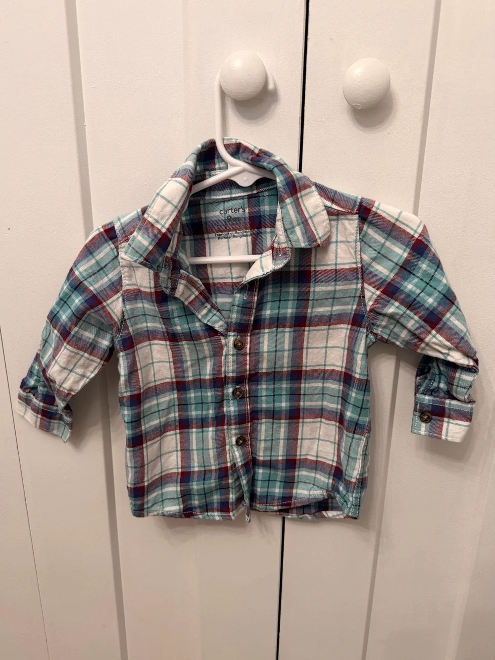 Carter's Baby Boy 9M / 6-12M Plaid Flannels & Fleece Romper Bundle - 5 Pc Lot